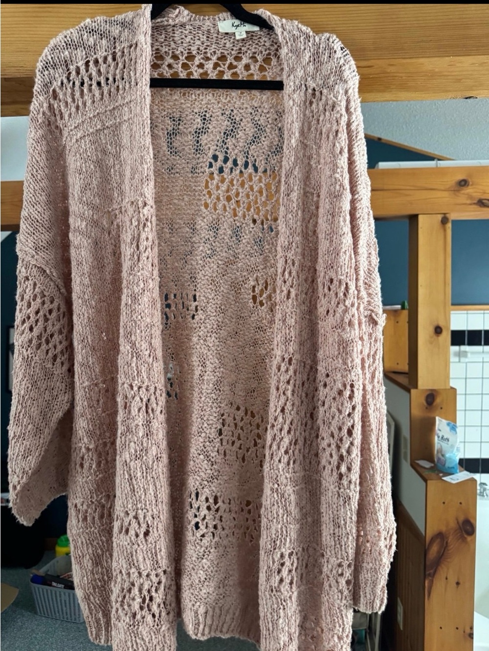 Openwork Knit Cardigan in Dusty Pink by KIKI LAKE